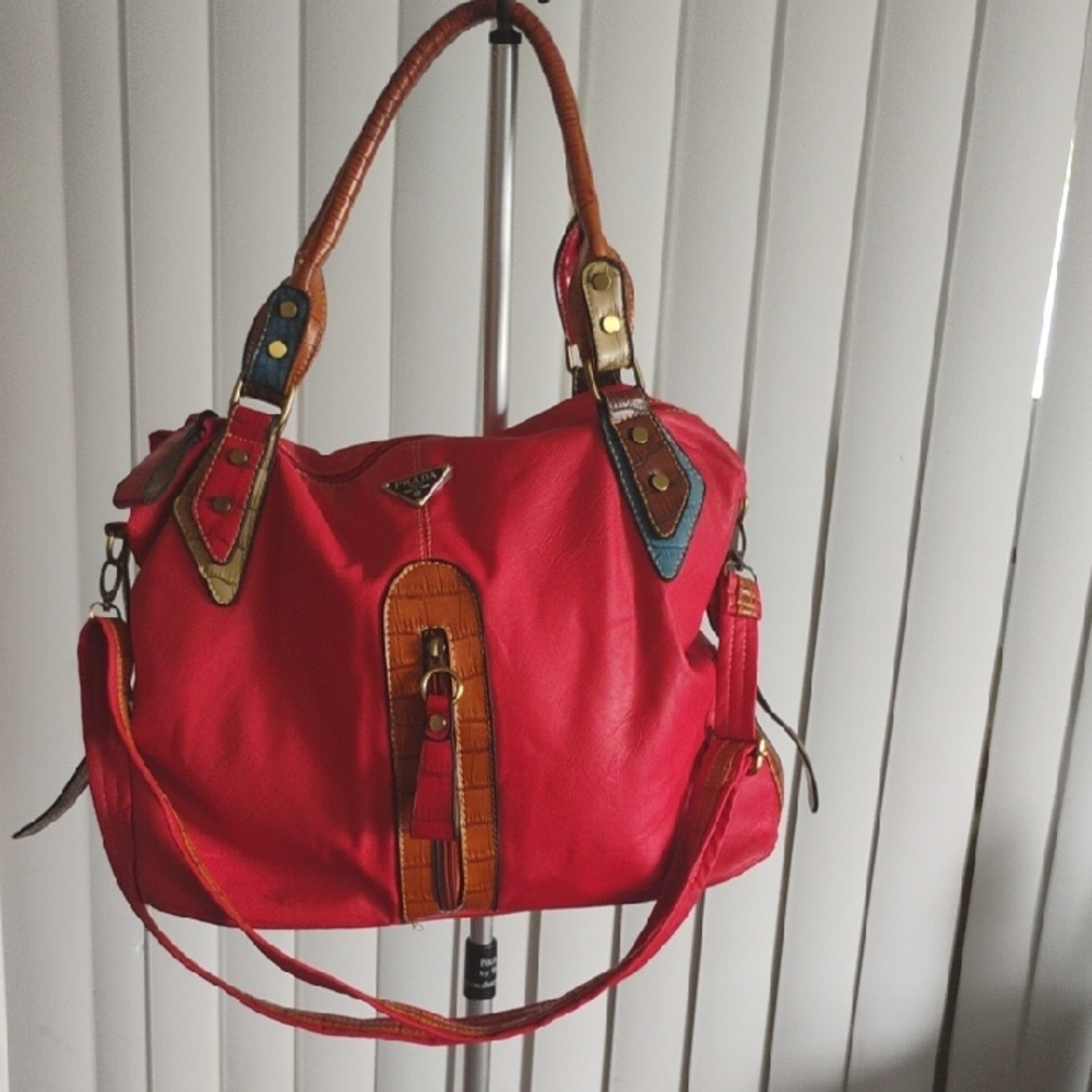 Prada stylish Red Leather Handbag